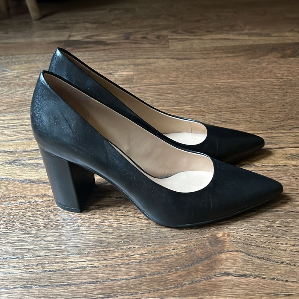 Franco Sarto leather black block heel size 8
